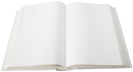 Open white book isolated with clipping path