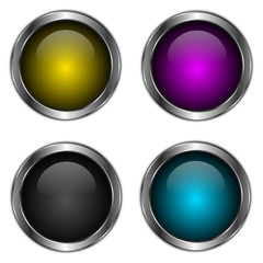 icones boutons colorés fond blanc