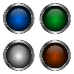 icones boutons colorés fond blanc