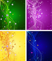 Set of  floral abstract backgrounds vector