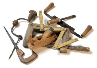 Carpenter tools isolated on white background