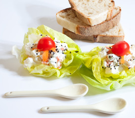 Antipasto, insalata russa e pane