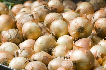 Piles of Onions on the market