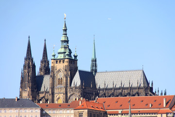 Fototapeta premium Early Spring in Prague - gothic Castle above the River Vltava