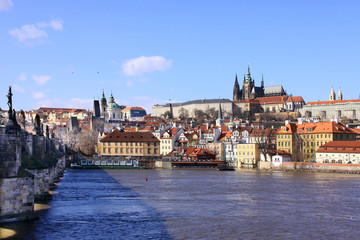 Early Spring in Prague - gothic Castle above the River Vltava