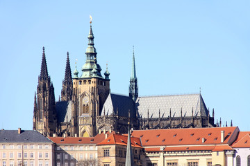 Fototapeta premium Early Spring in Prague - gothic Castle above the River Vltava