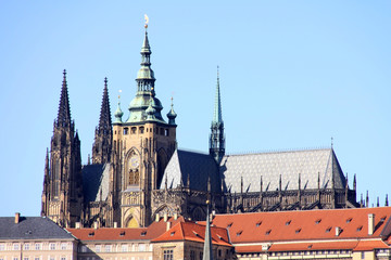 Obraz premium Colorful Prague gothic Castle above the River Vltava