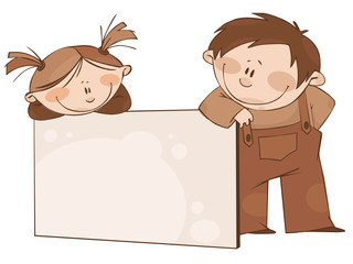 Brown framework with funny kids