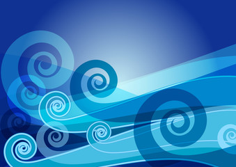 Dark blue background with waves