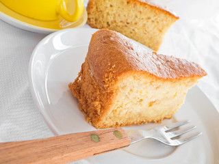 Fruit Cake Slice at Breakfast.
