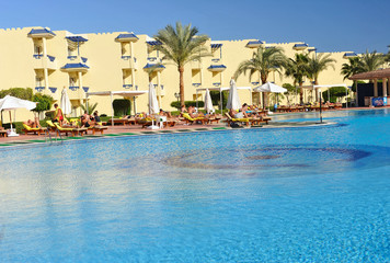 Beautiful resort hotel swimming pool in Egypt