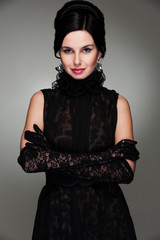 alluring woman in black dress