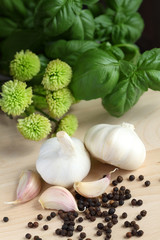 Garlic, herbs and pepper