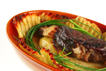 meat served with potato