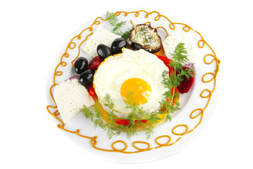 fried egg served on white plate