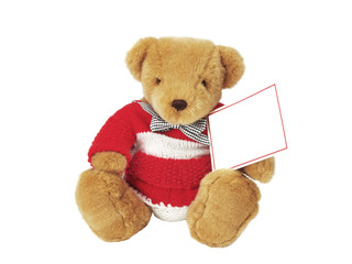 Teddy bear with a blank card