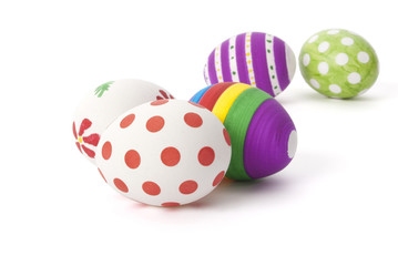 Five handpainted easter eggs