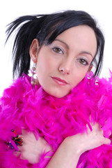 Beautiful women and feather boa