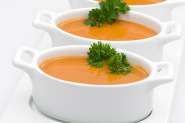 Bowls of vegetable soup