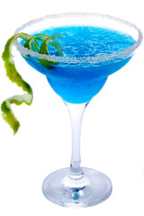 Frozen Blue Margarita Cocktail isolated on white