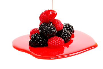 berry mixed pile in syrup