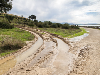 muddy dirt road