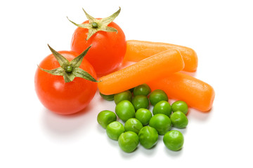 Vegetables over white