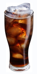 Glass of cola with ice cubes