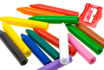 Color crayons isolated on white
