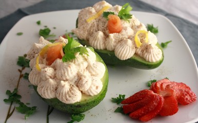 Salmon Cream on Avocado Fruit