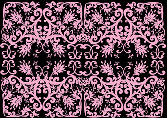 fine pink rectangular design on black