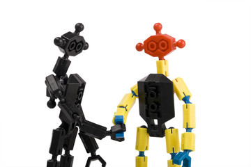 toy bricks people handshake