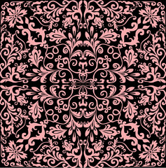 fine pink on black square design