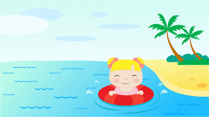 Obraz na płótnie Canvas Girl swimming in the sea