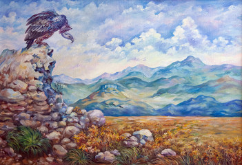original art work by oil. Mountains