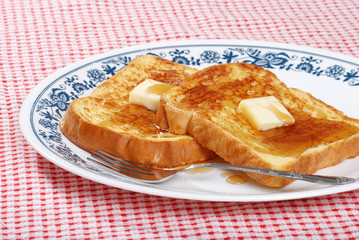 french toast syrup and fork