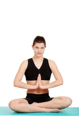 Fototapeta premium happy young woman doing yoga