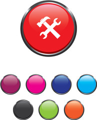 Tools on button with metallic border