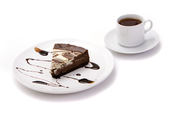 Chocolate cake and coffee