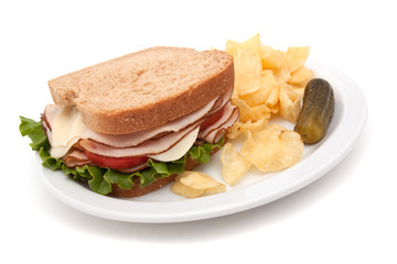 Turkey sandwich with potato chips