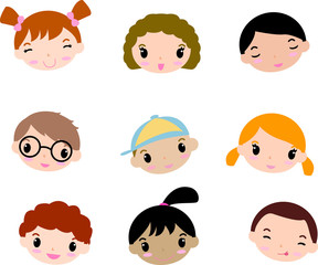 Cartoon child faces