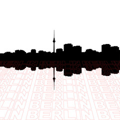 Berlin skyline with perspective text outline foreground