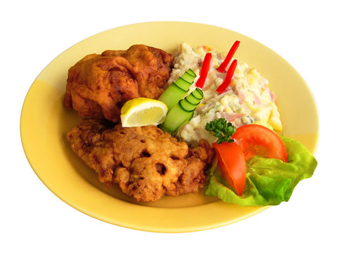 plate with vienna steak