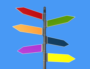 colored road  sign post
