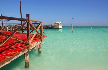 caribbean sea wooden dock mooring