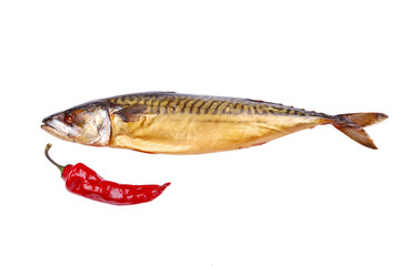 Smoked mackerel and chili pepper isolated