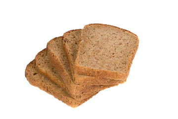 cut bread on white