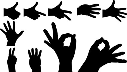 Hands silhouette set