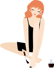 Girl polishing her nails