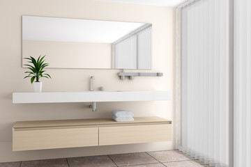 modern bathroom with beige wall